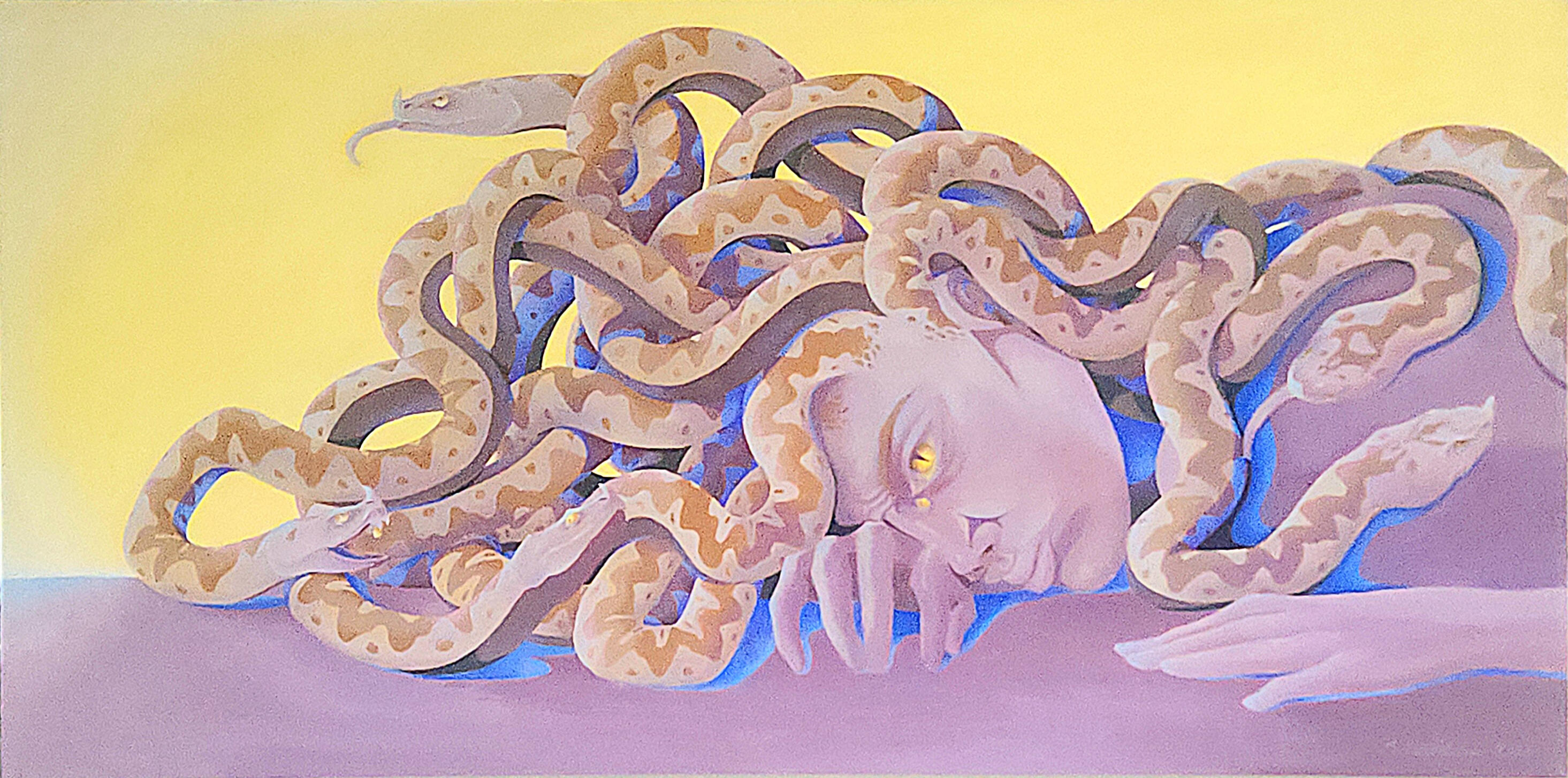 Frozen Medusa, 2026, acrylic on canvas, 18x36 in (45.5x91 cm)