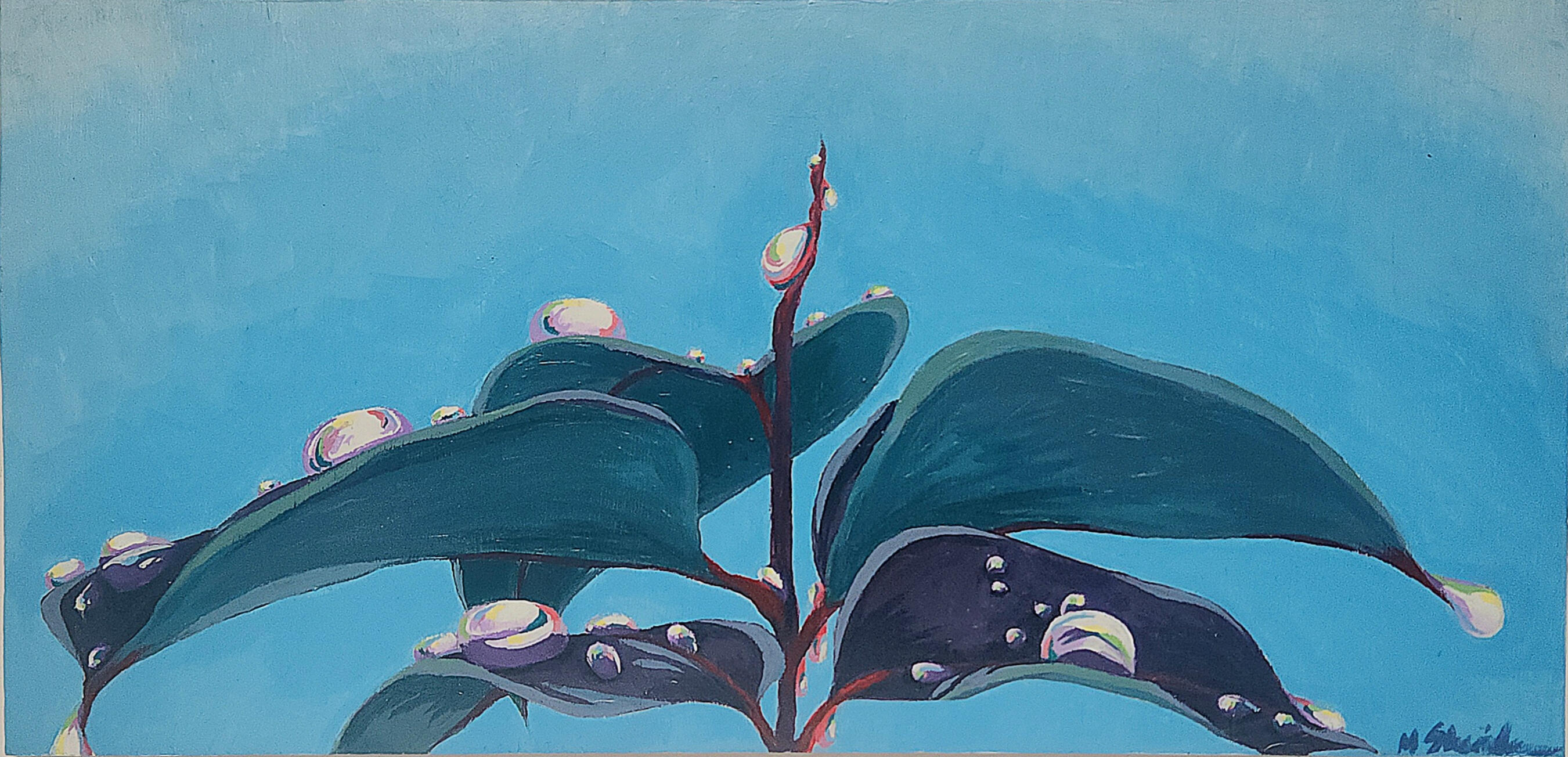 Black Ficus, 2025, acrylic on wood, 6.5x13 in (16.5x33 cm)